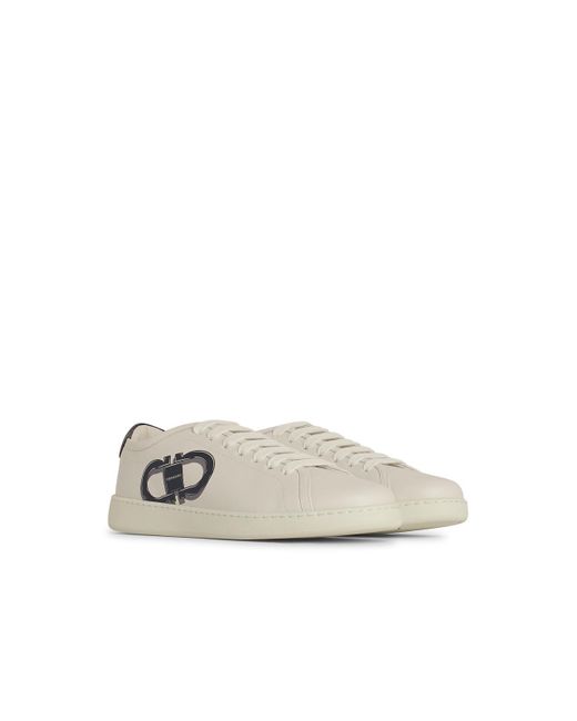 Ferragamo White Brandy Leather Sneakers for men