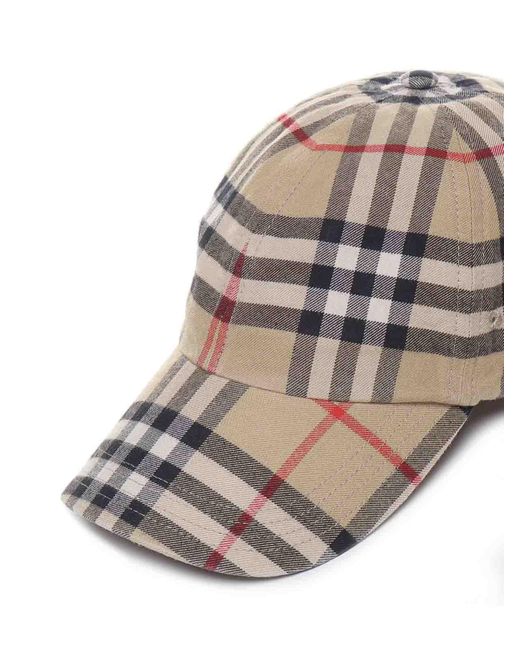 Burberry White Baseball Cap With Check Print for men