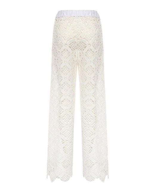 Herno White Cotton Blend Trousers