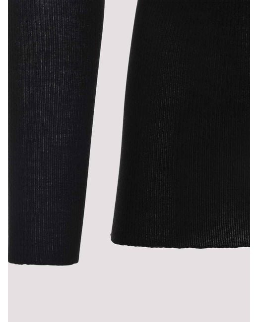 Rick Owens Black Wool Ribbed Round Neck Pullover for men