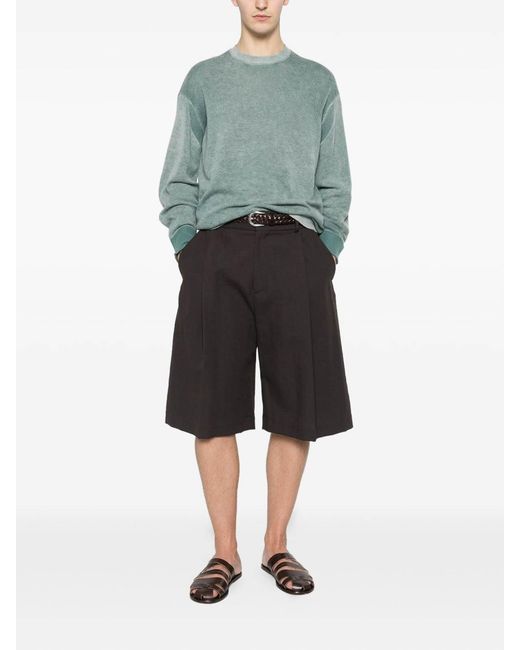 Emporio Armani Green Wool Crewneck Sweater for men