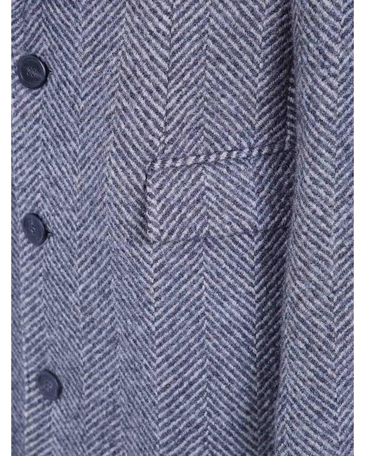 Golden Goose Deluxe Brand Blue Golden M's Single Breasted Coat Chevron Wool for men