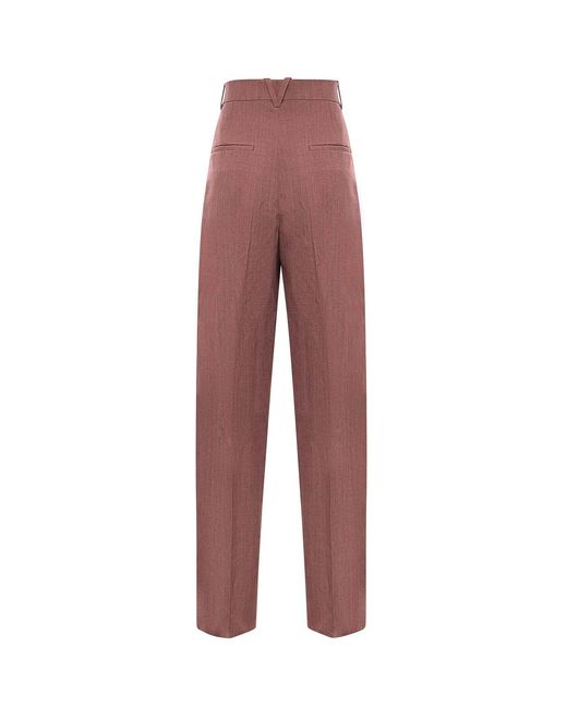 Bottega Veneta Purple Wool And Linen Trousers