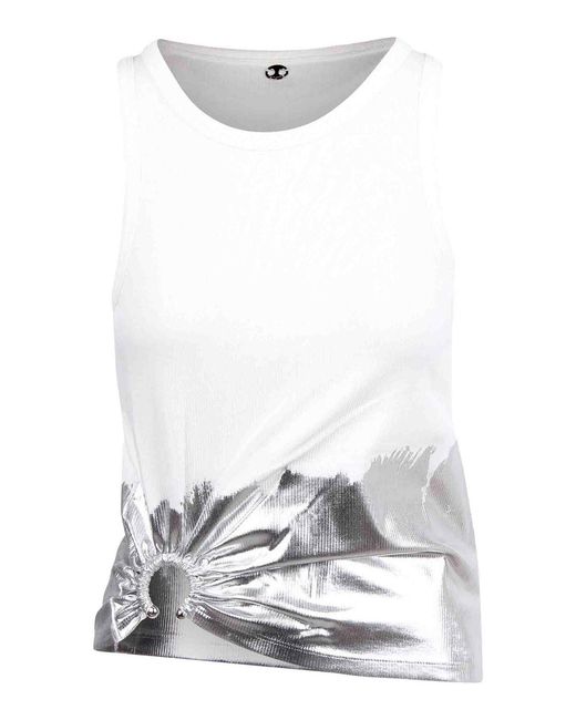 Rabanne White Coast Tank Top With Piercing Application