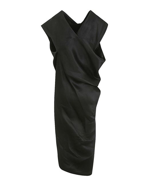 Pleats Please Issey Miyake Black Enveloping Midi Dress