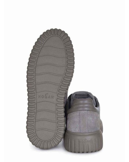 Hogan Gray Sneakers "H-Stripes" for men