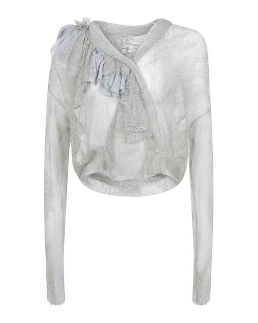 Alberta Ferretti White Shirt Made Of Lace