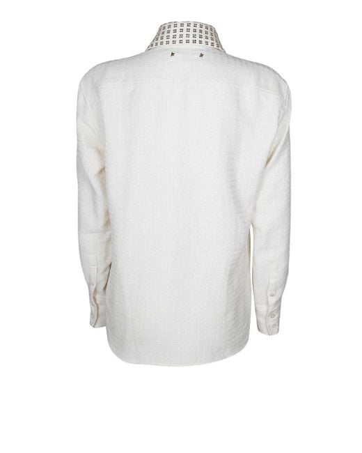 Golden Goose Deluxe Brand White Cotton Check Print Shirt