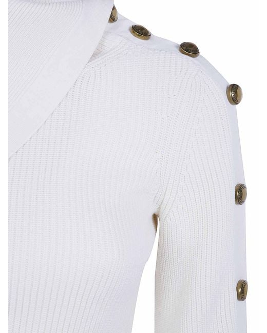 Elisabetta Franchi White Tricot Round Neck Sweater
