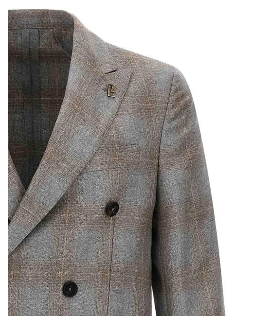Pal Zileri Gray Double-Breasted Blazer for men