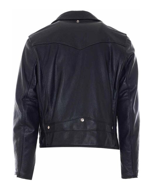 Schott Nyc Blue Leather Jacket for men