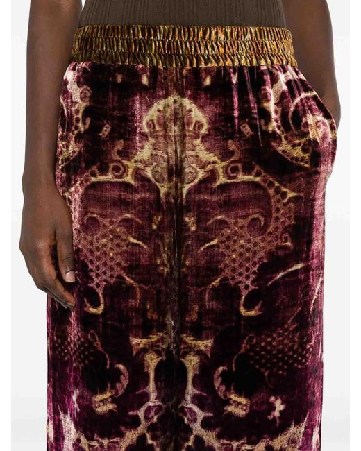 Pierre Louis Mascia Purple Velvet Wide-Leg Trousers