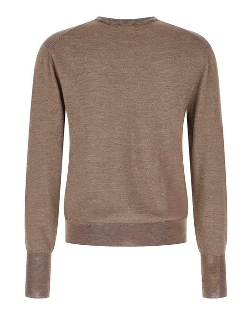 Ma'ry'ya Brown Crew-Neck Sweater for men