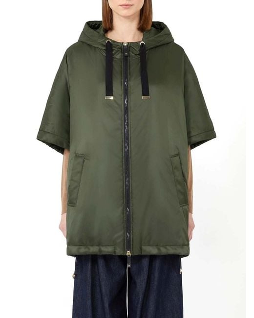 Max Mara Green Padded Hooded Cape