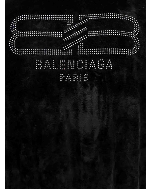 Balenciaga Black Velvet Sweatshirt With Back Bb Paris Motif for men