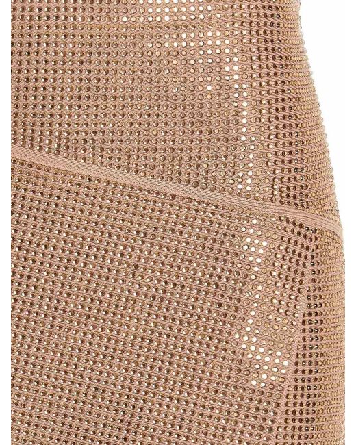 ANDREADAMO Natural Sequined Knitted Skirt