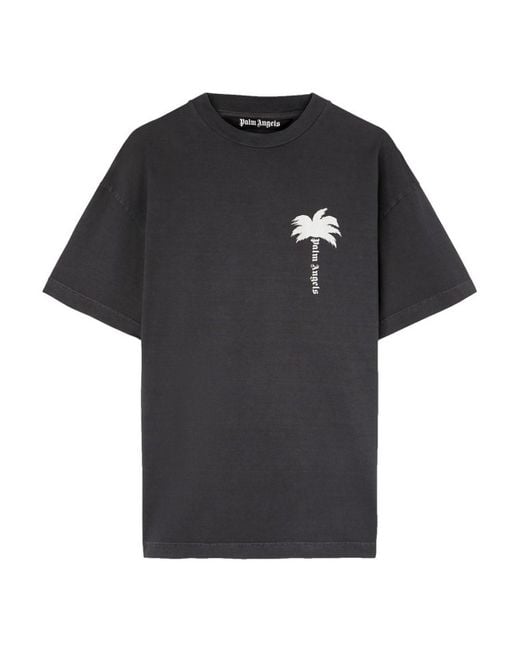 Palm Angels Black Palm Tree-print Cotton T-shirt for men