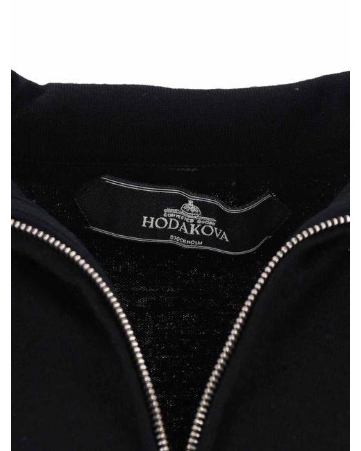 HODAKOVA Blue High Neck Zip Sweater
