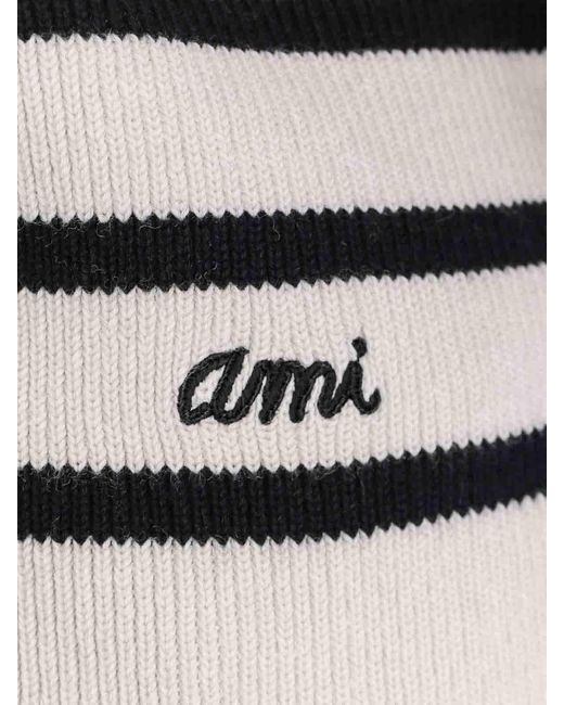 AMI White V-Neck Knitwear