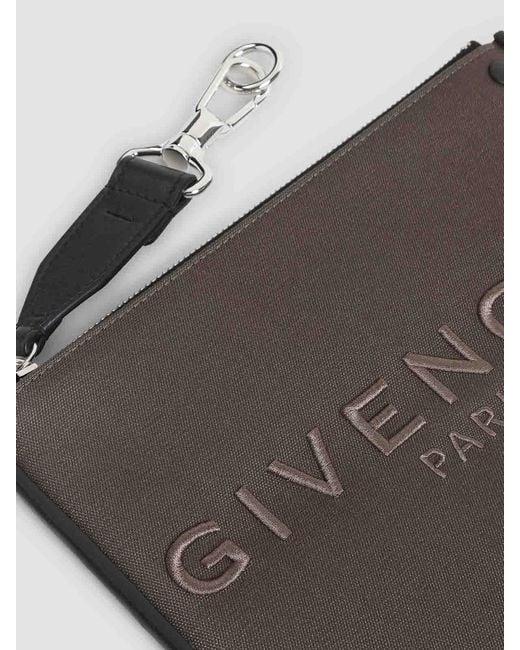Givenchy Gray Canvas Zipped Pouch for men