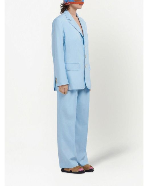 Marni Blue Wide Leg Tailored Trousers