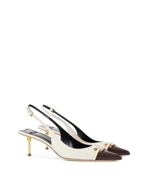 Elisabetta Franchi Natural Two-Tone Leather Slingbacks