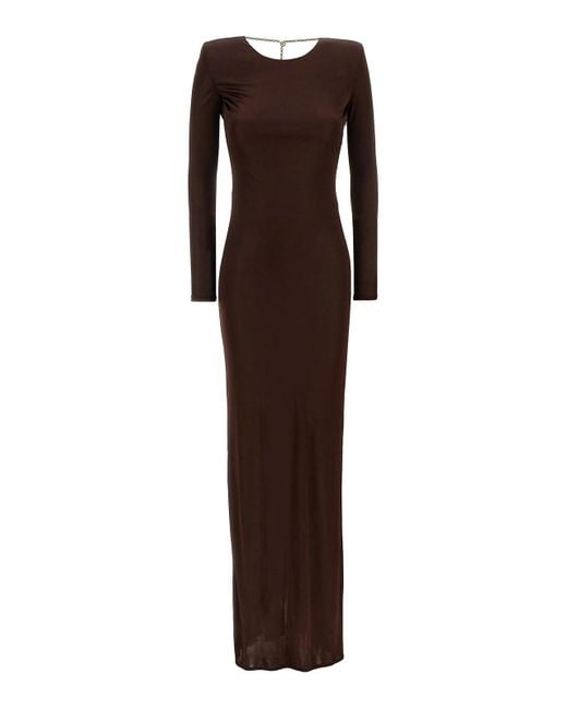 Elisabetta Franchi Brown Chain Dress