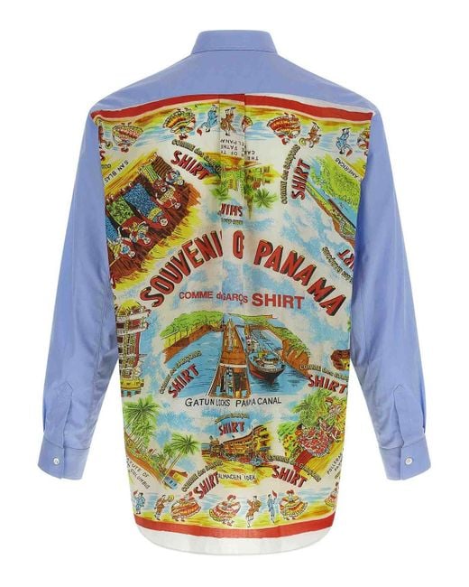 Comme des Garçons Blue Printed Shirt for men