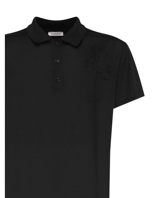 Valentino Garavani Black Polo Shirt With Embroidery for men