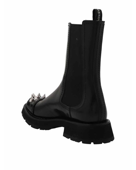 Alexander McQueen Black Studded Chelsea Boots for men