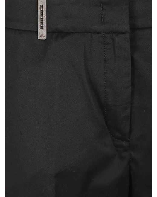 Peserico Black Lightweight Satin Cigarette Trousers