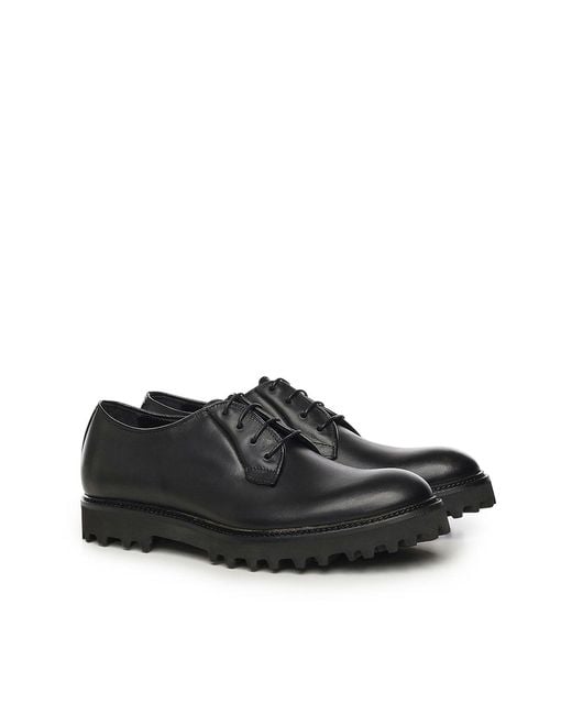 Giuliano Galiano Black Castro Leather Lace-Up Shoe for men