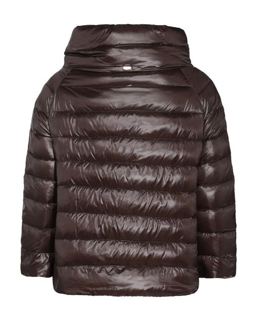 Herno Brown Puffer High-Neck Jacket
