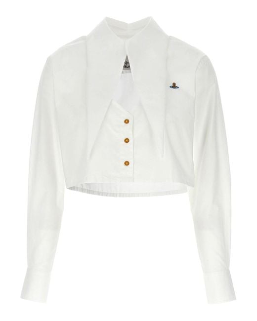 Vivienne Westwood White Cut Off Heart Cropped Shirt