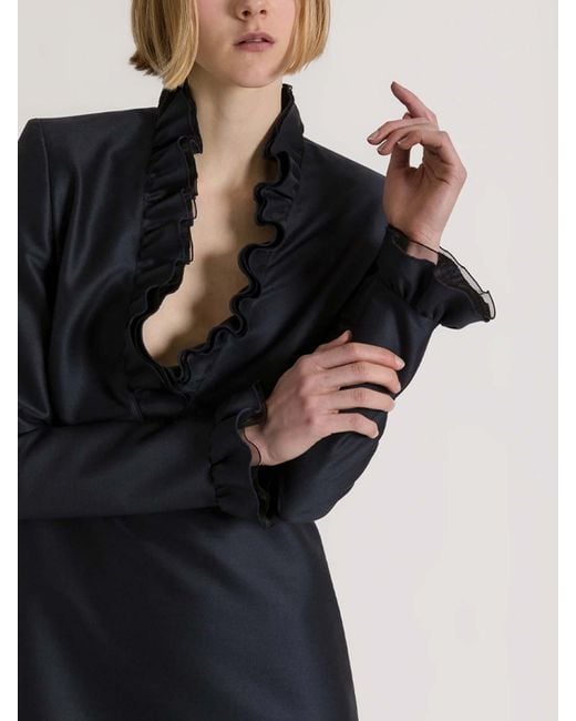 Alberta Ferretti Black V-Neck Dress