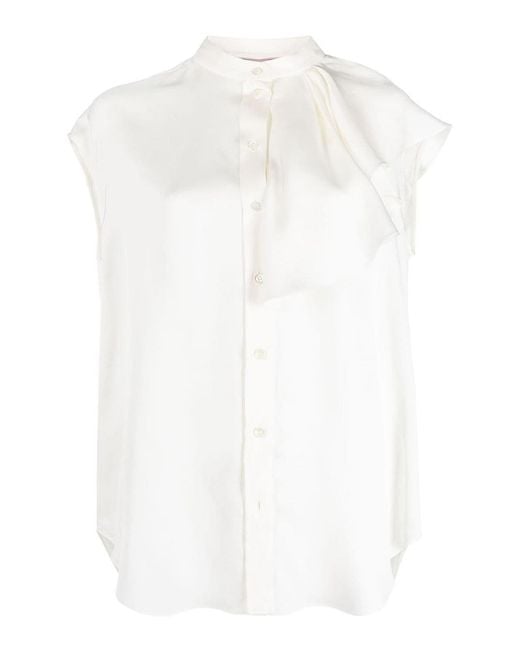 Alexander McQueen White Fuild Double Satin Shirt