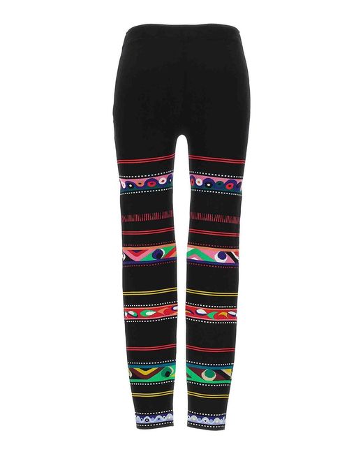 Emilio Pucci Black Jacquard Patterned Leggings