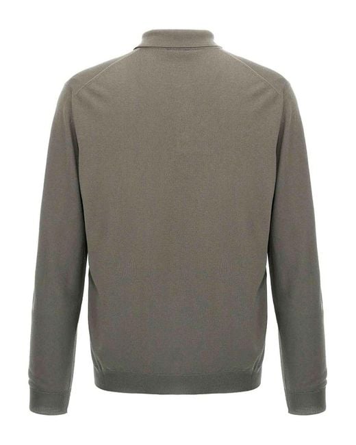 Zanone Gray Wool Polo Shirt for men