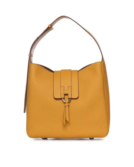 Hogan Orange Trend Leather Hobo Bag