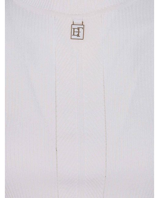 Elisabetta Franchi White Tricot Turtle Neck Sweater
