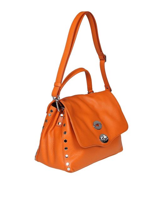 Zanellato Orange Postina Daily Bag In Textured Leather