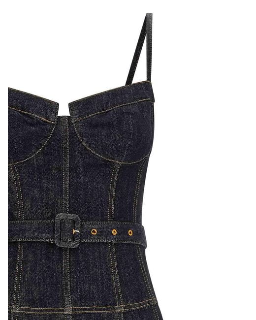 Self-Portrait Blue Denim Flared Midi Dress