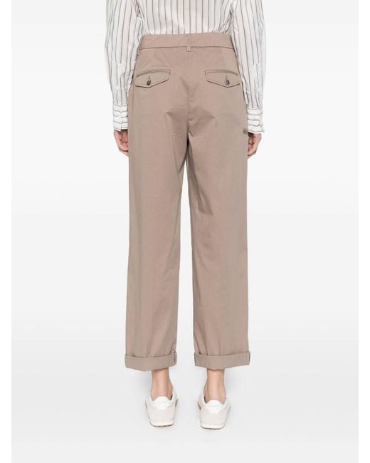 Peserico Natural Pants With Pleats And Cuffs