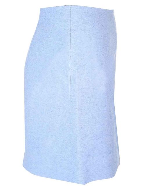 Patou Blue Stretch Tweed Mini Skirt