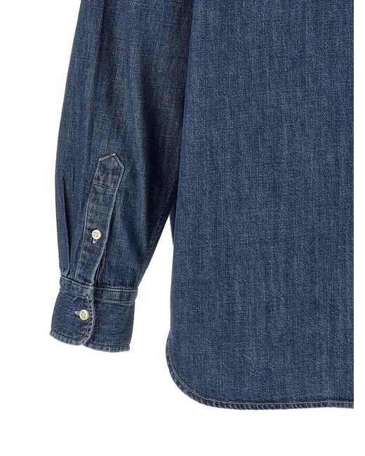 Polo Ralph Lauren Blue Denim Shirt With Logo Embroidery