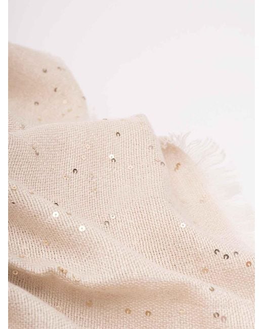 Brunello Cucinelli Pink Cashmere And Silk 'Diamond' Yarn Scarf