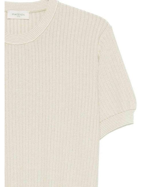 Piacenza 1733 White Short Sleeve Crew-Neck Sweater for men