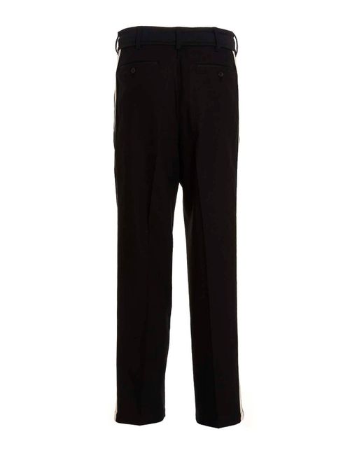 Palm Angels Black Contrast Band Pants for men