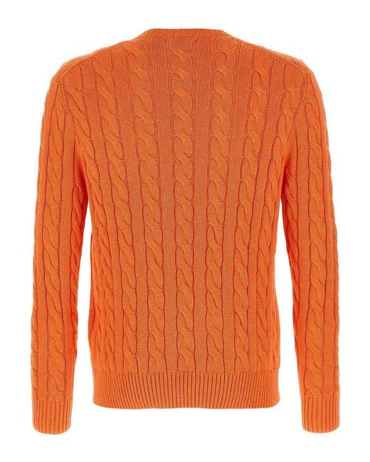 Polo Ralph Lauren Orange Cotton Braided Sweater for men