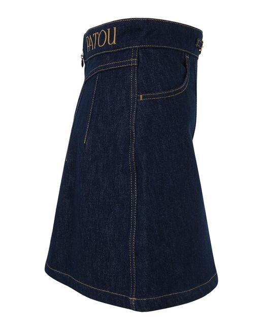 Patou Blue Logo Buttoned Denim Skirt